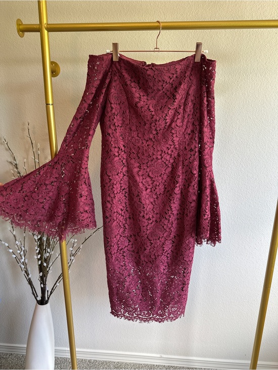 Bardot Dresses & Skirts - Bardot Burgundy Lace Overlay Dress